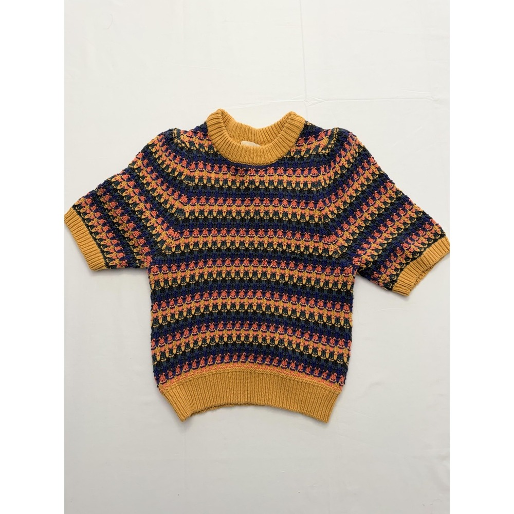 Universal Thread Sweater Womens Small Multicolor Mock Neck Short Sleeve Pullover